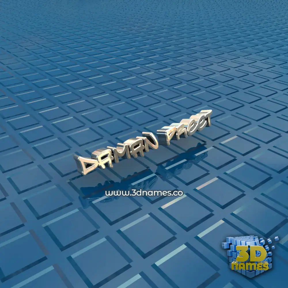 daman preet in Blue Bling style - 3D name wallpaper