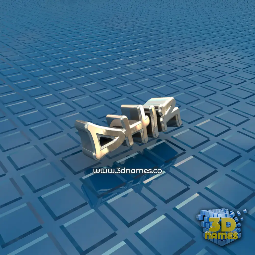 dhir in Blue Bling style - 3D name wallpaper