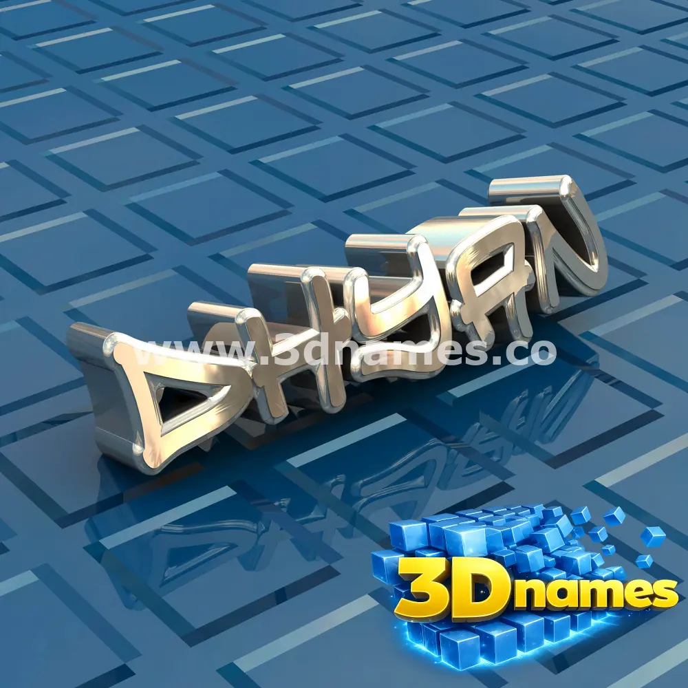 dhyan in Blue Bling style - 3D name wallpaper