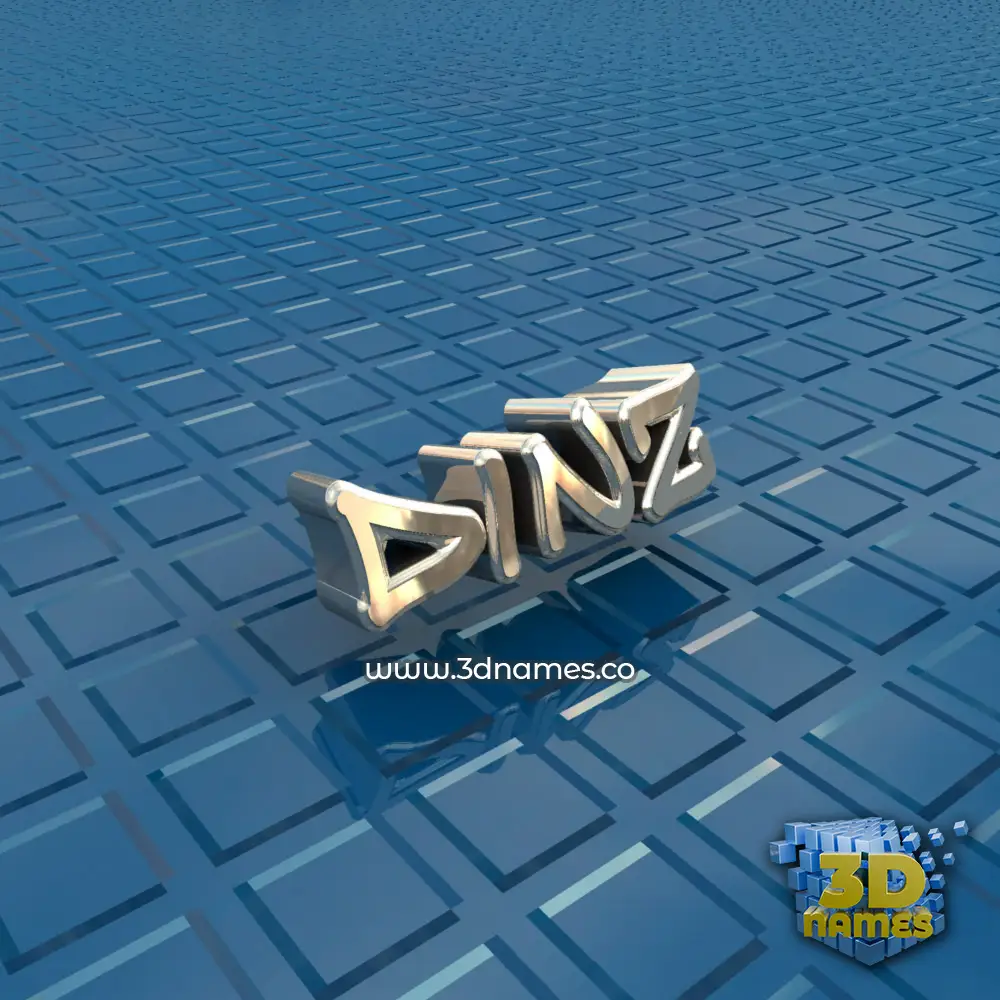 dinz in Blue Bling style - 3D name wallpaper