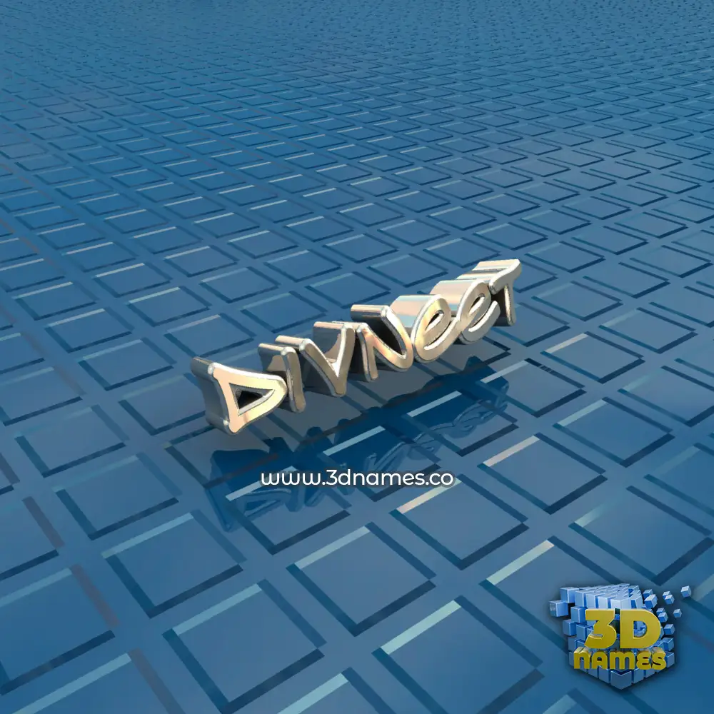 divneet in Blue Bling style - 3D name wallpaper