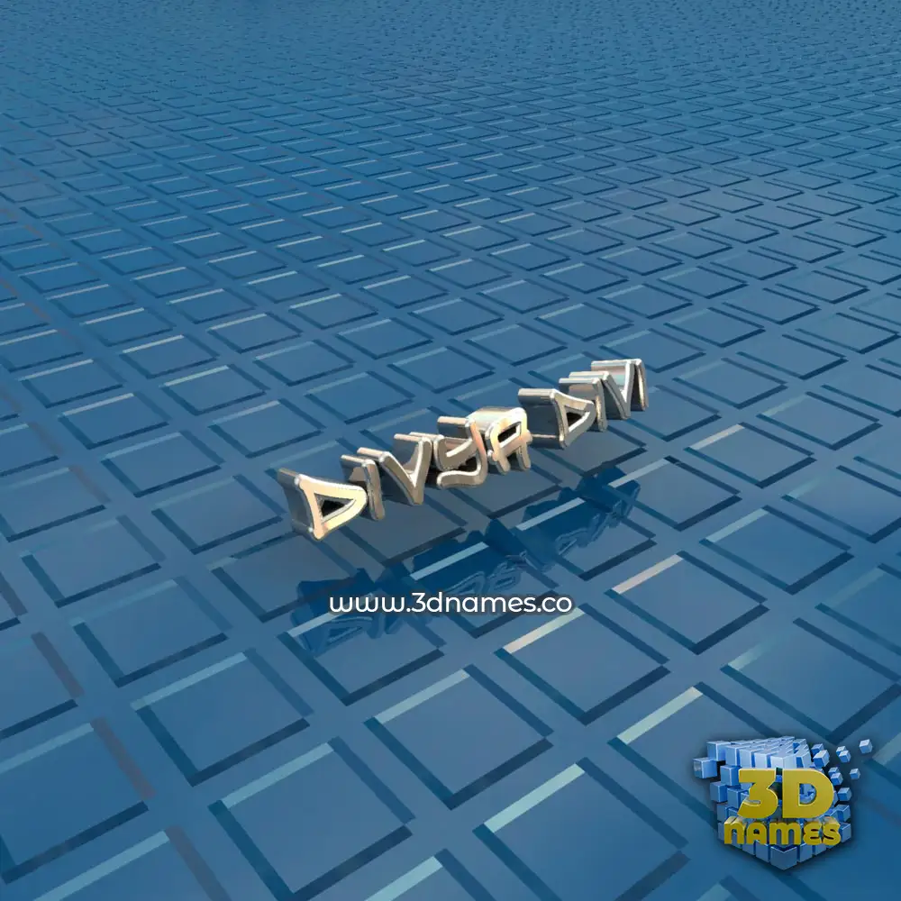 divya divi in Blue Bling style - 3D name wallpaper