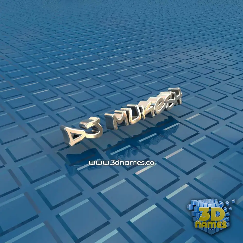 dj mukesh in Blue Bling style - 3D name wallpaper