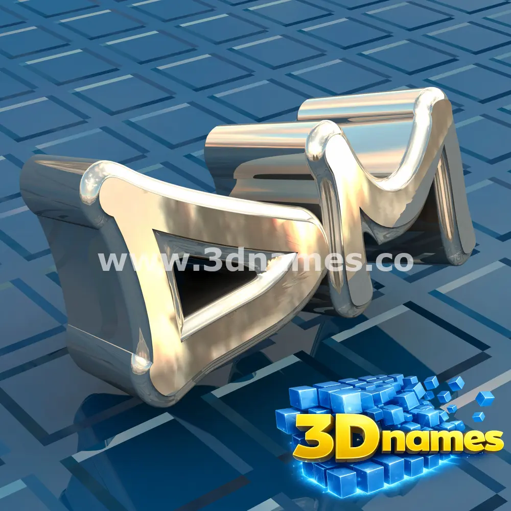 dm in Blue Bling style - 3D name wallpaper