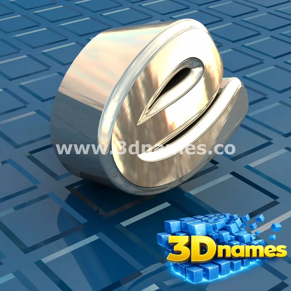 e in Blue Bling style - 3D name wallpaper