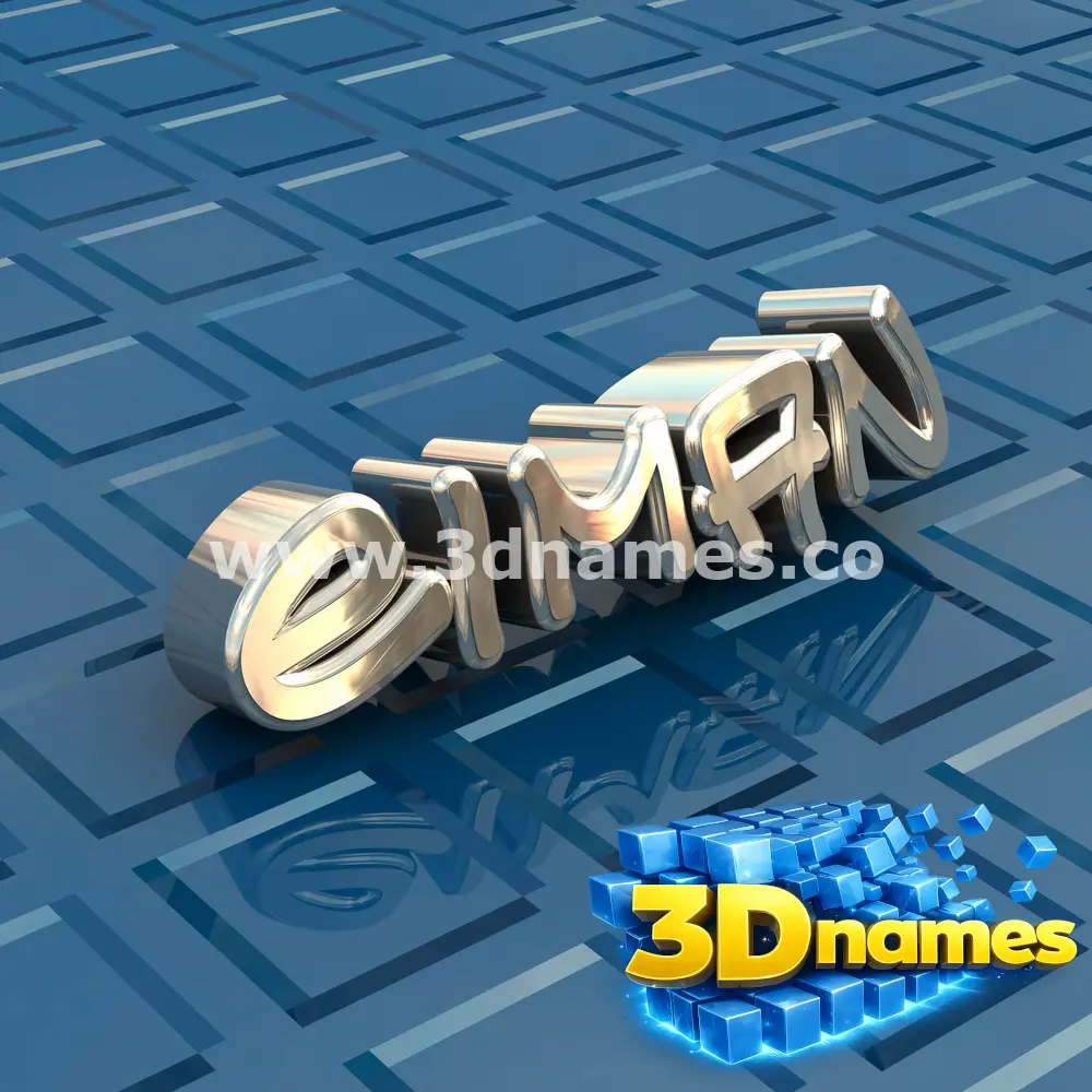 eiman in Blue Bling style - 3D name wallpaper