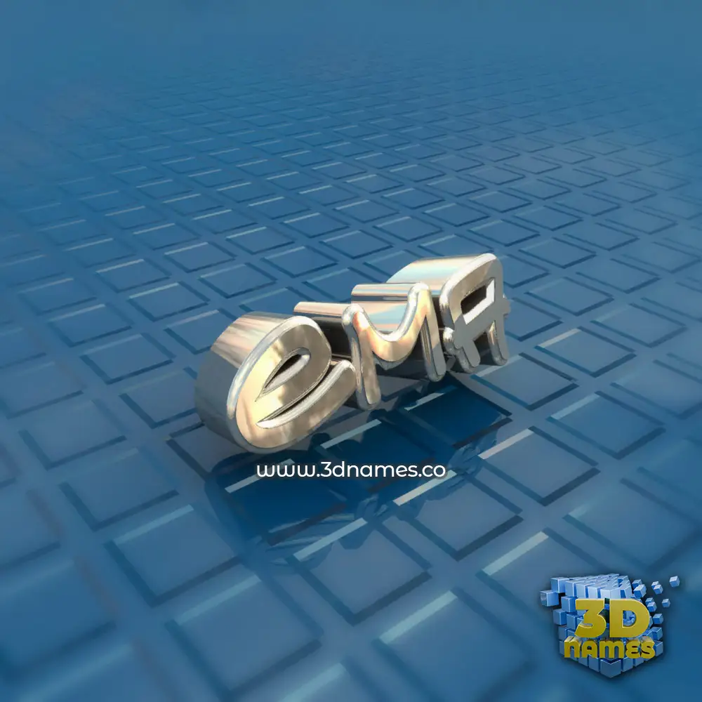 ema in Blue Bling style - 3D name wallpaper