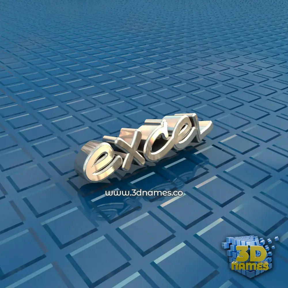 excel in Blue Bling style - 3D name wallpaper