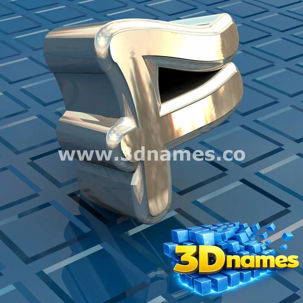 f in Blue Bling style - 3D name wallpaper