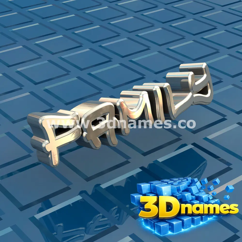 family in Blue Bling style - 3D name wallpaper