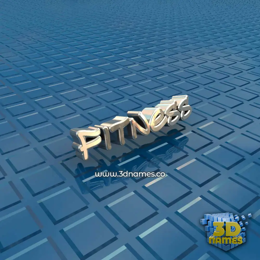 fitness in Blue Bling style - 3D name wallpaper