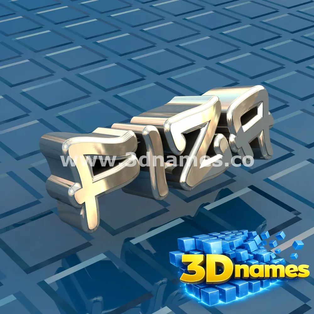 fiza in Blue Bling style - 3D name wallpaper