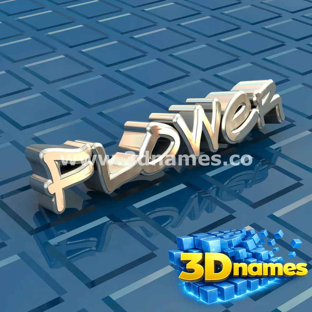 flower in Blue Bling style - 3D name wallpaper