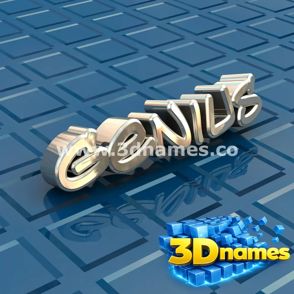 genius in Blue Bling style - 3D name wallpaper