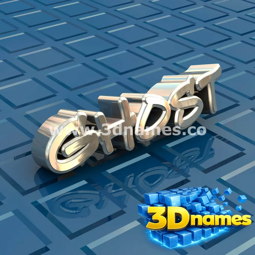 ghost in Blue Bling style - 3D name wallpaper