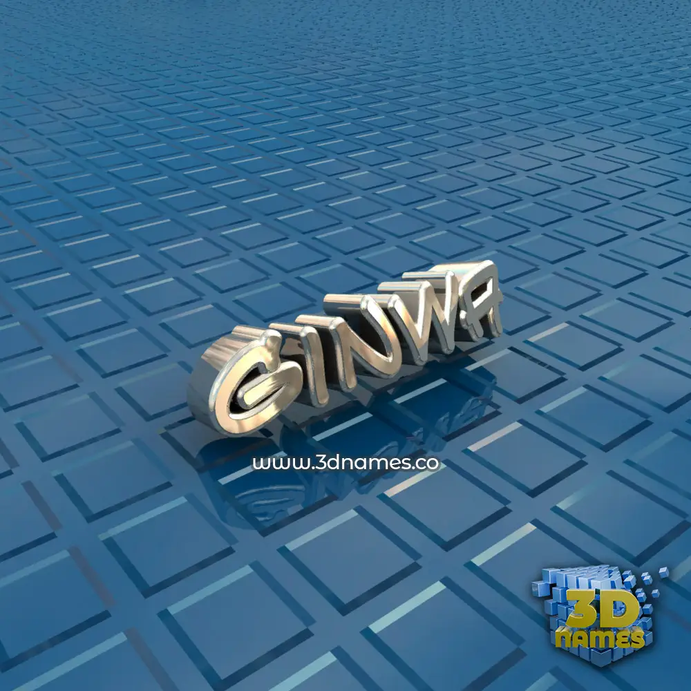 ginwa in Blue Bling style - 3D name wallpaper