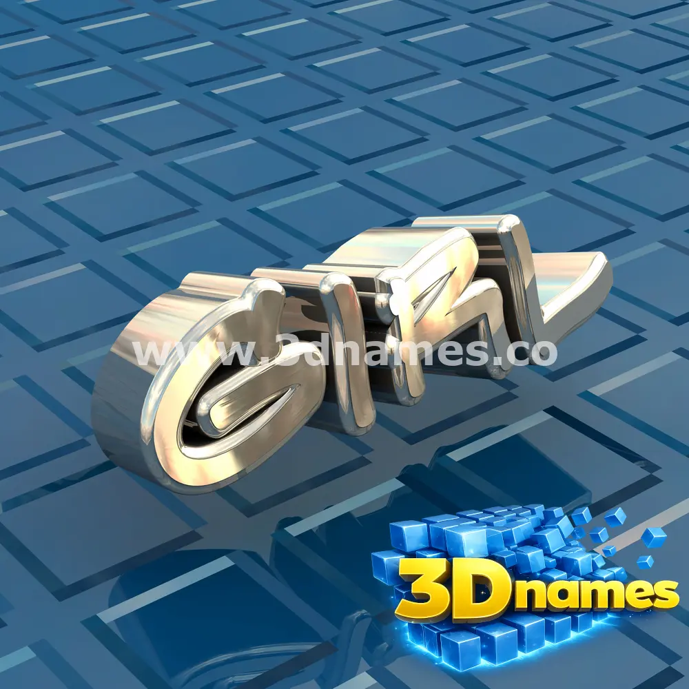 girl in Blue Bling style - 3D name wallpaper