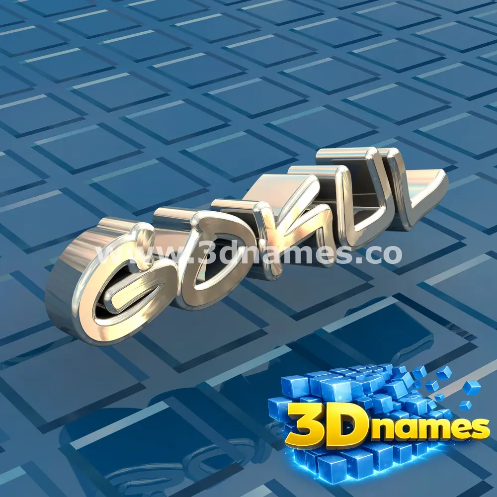 gokul in Blue Bling style - 3D name wallpaper