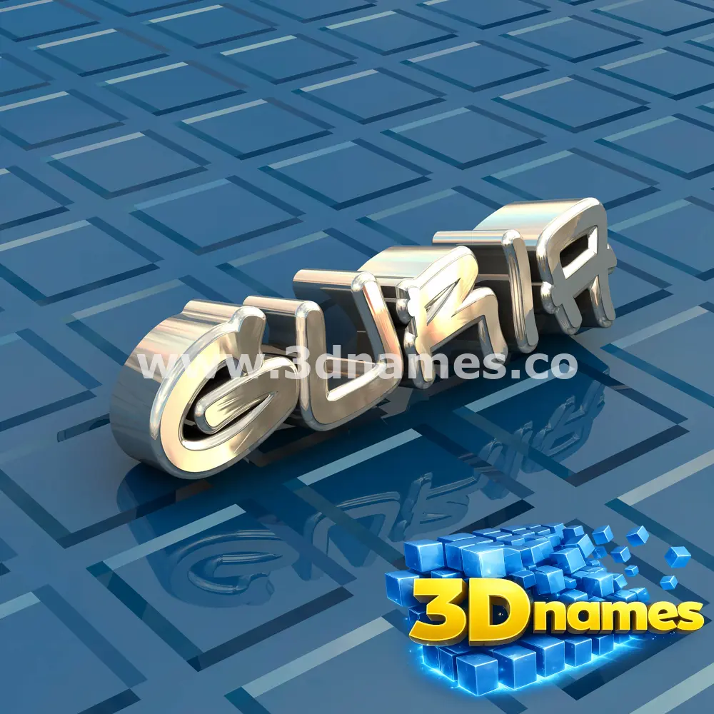 guria in Blue Bling style - 3D name wallpaper