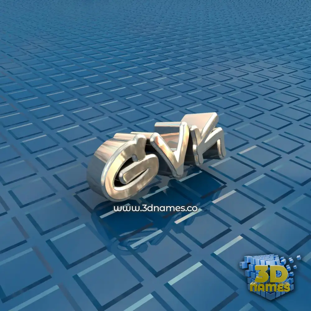 gvk in Blue Bling style - 3D name wallpaper