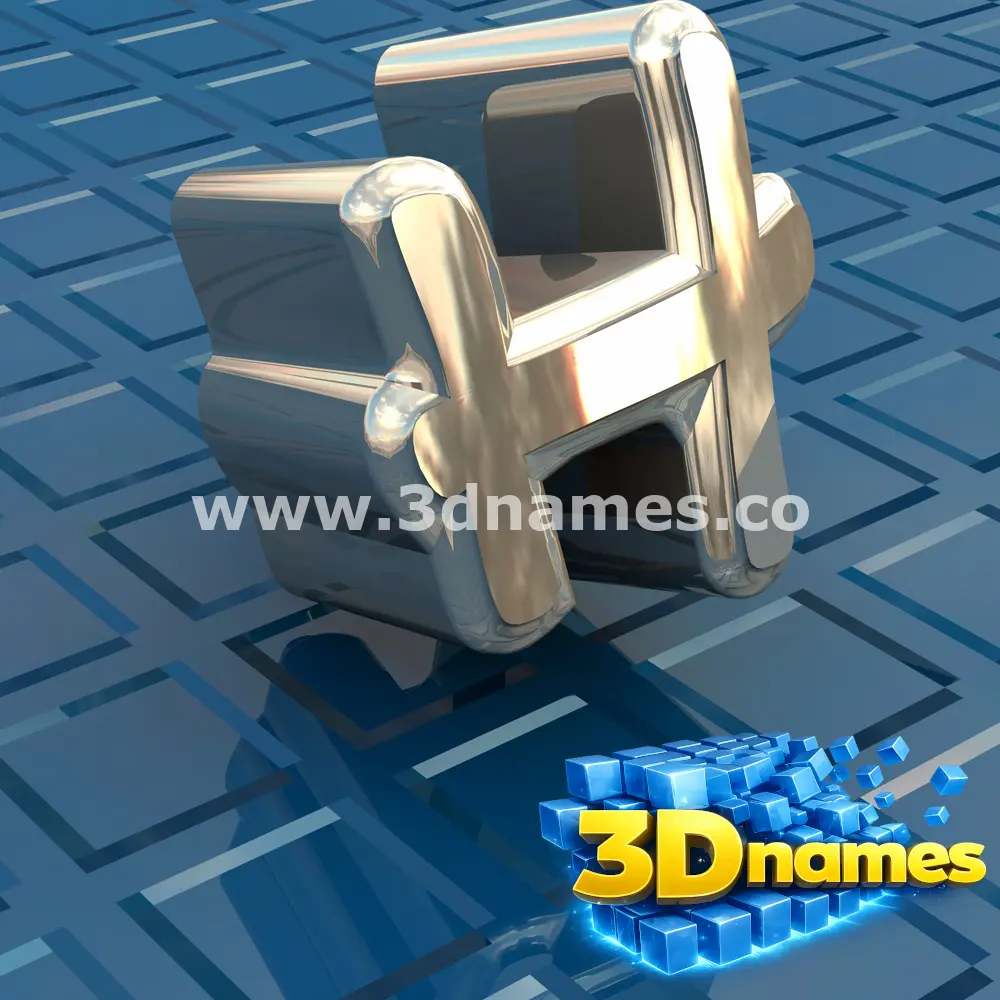 h in Blue Bling style - 3D name wallpaper