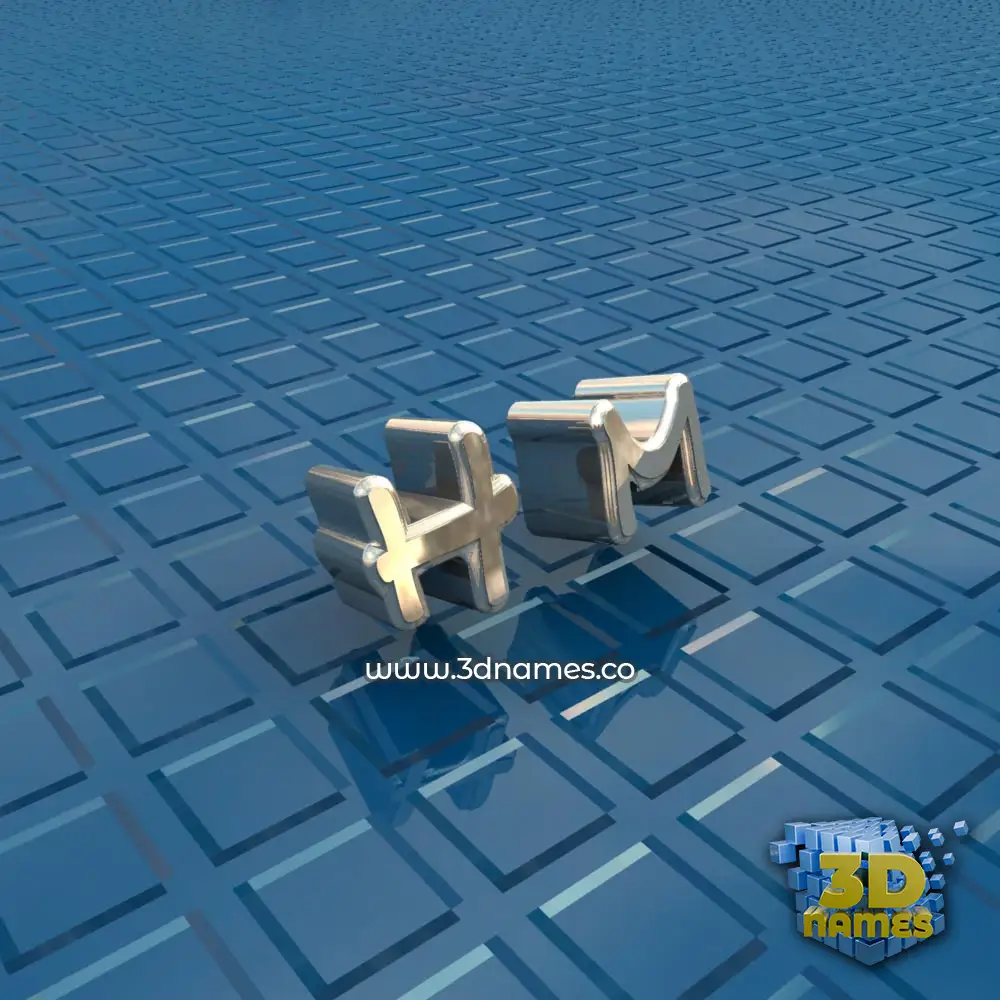 h m in Blue Bling style - 3D name wallpaper