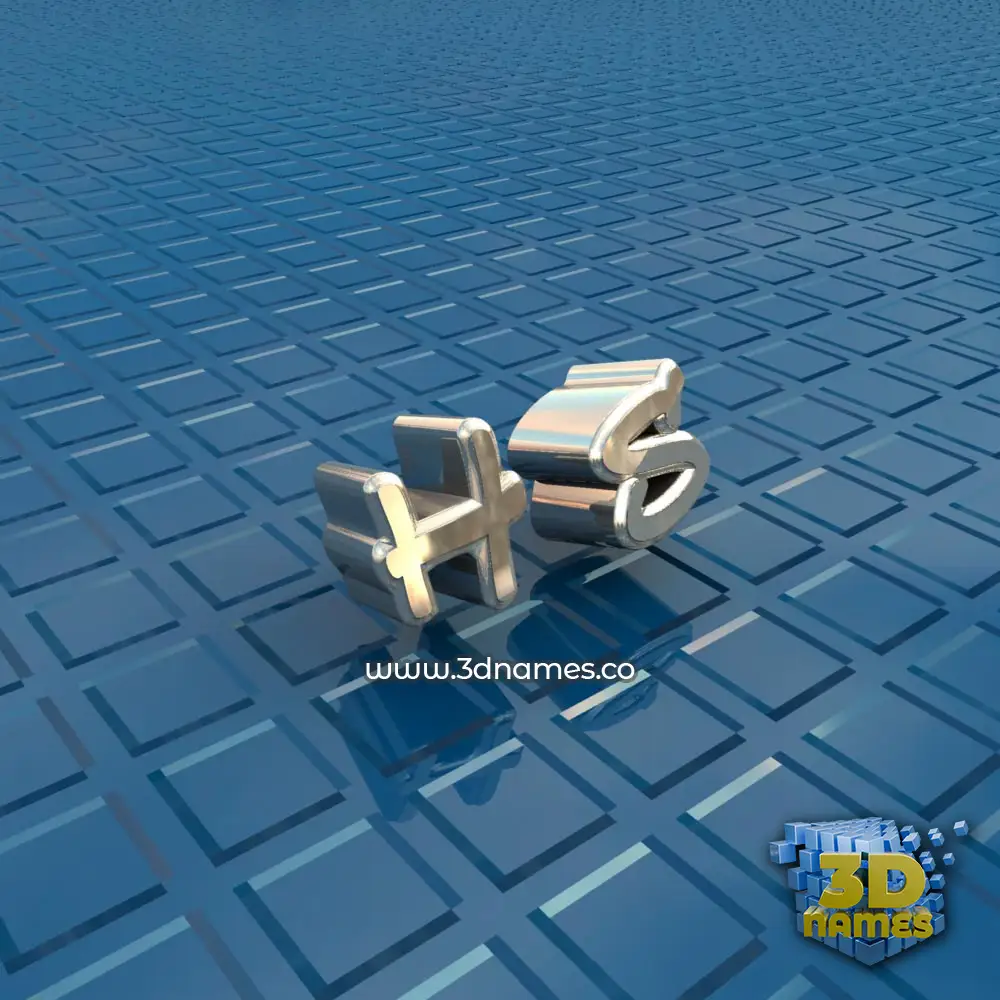 h s in Blue Bling style - 3D name wallpaper