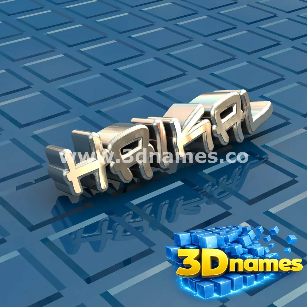 haikal in Blue Bling style - 3D name wallpaper