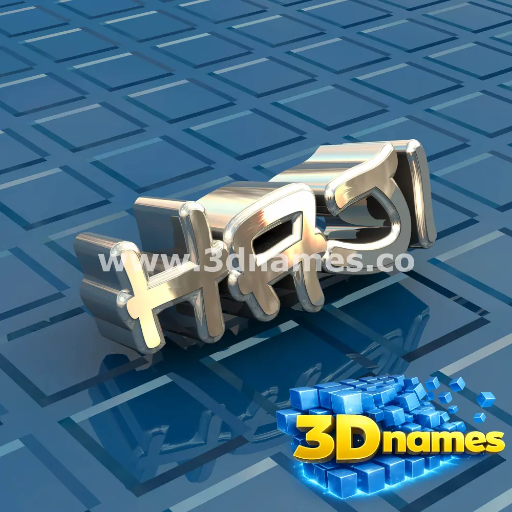 haji in Blue Bling style - 3D name wallpaper