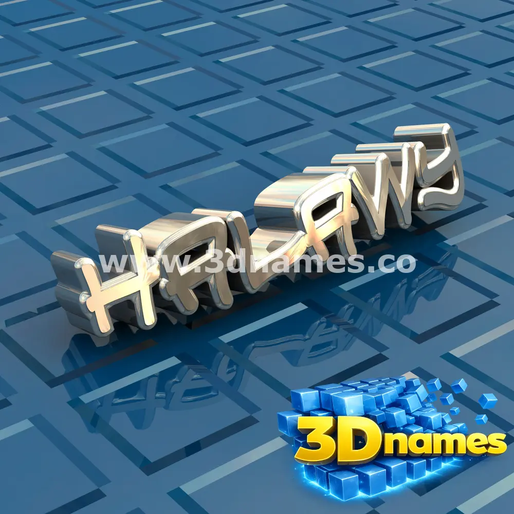 halawy in Blue Bling style - 3D name wallpaper