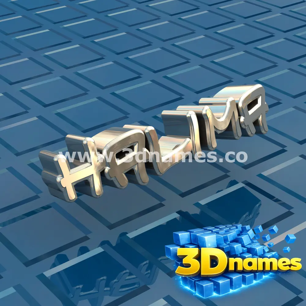 halima in Blue Bling style - 3D name wallpaper