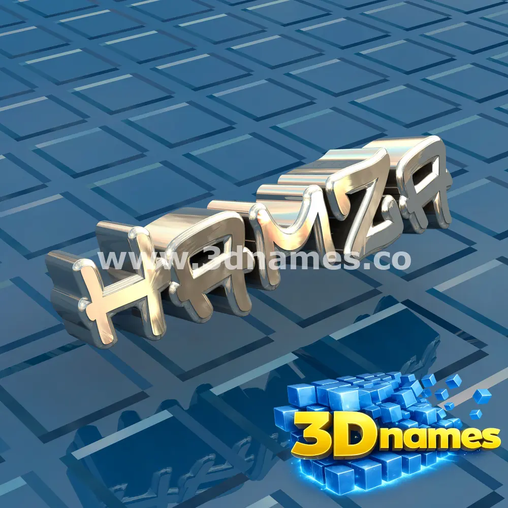 hamza in Blue Bling style - 3D name wallpaper