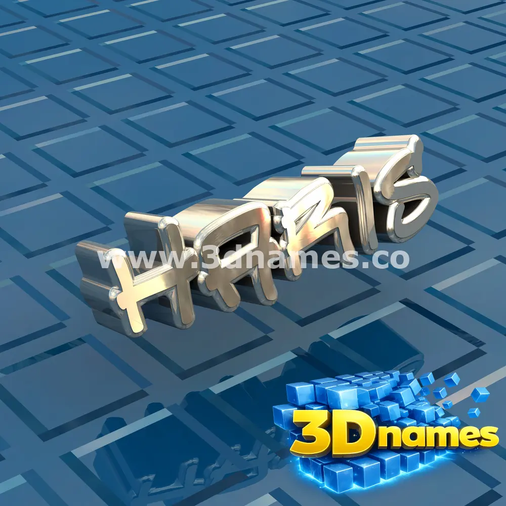 haris in Blue Bling style - 3D name wallpaper