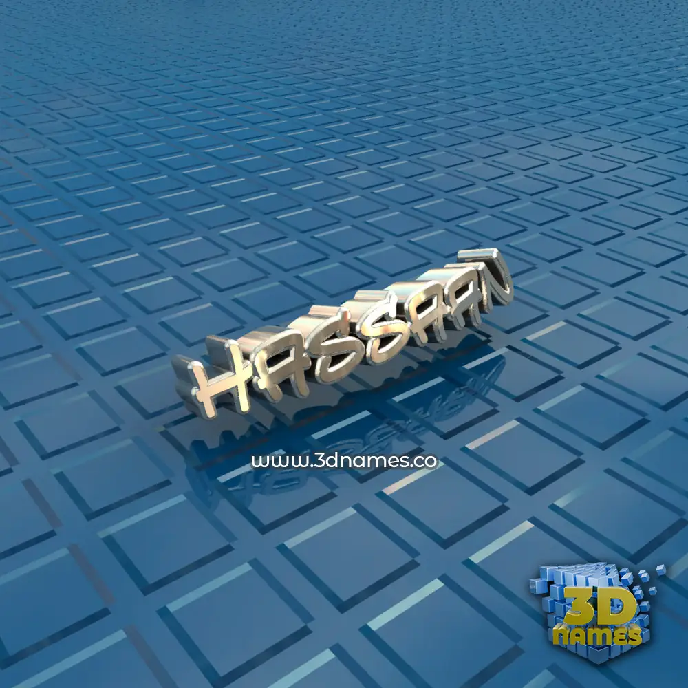 hassaan in Blue Bling style - 3D name wallpaper