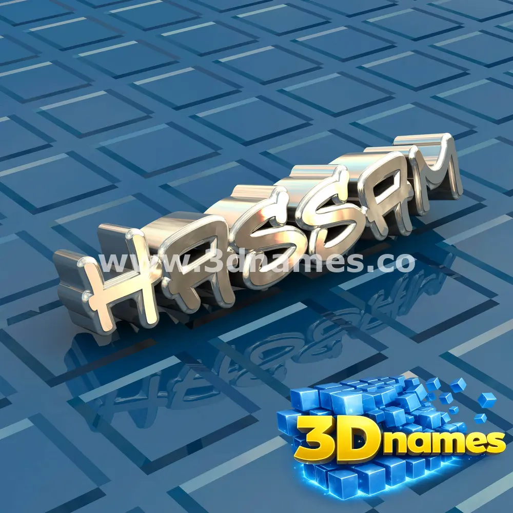 hassam in Blue Bling style - 3D name wallpaper