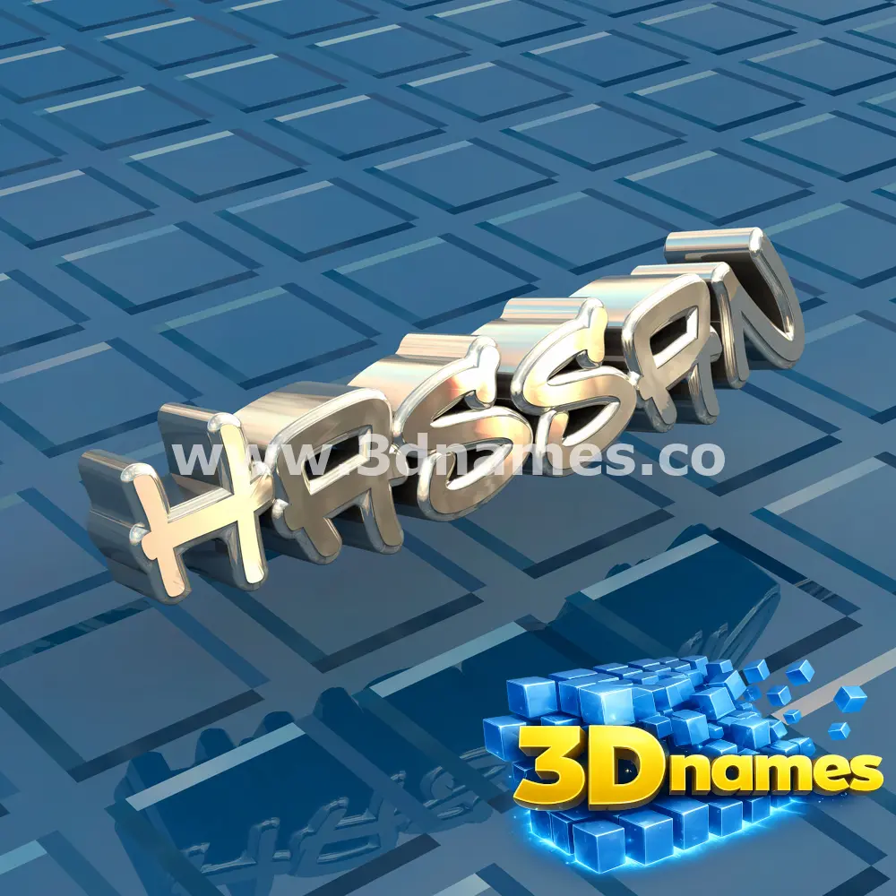 hassan in Blue Bling style - 3D name wallpaper