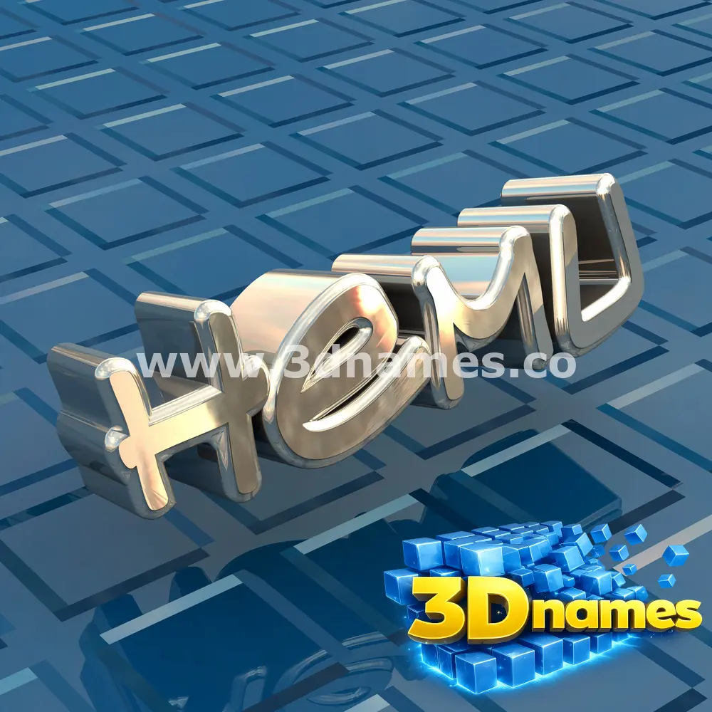 hemu in Blue Bling style - 3D name wallpaper