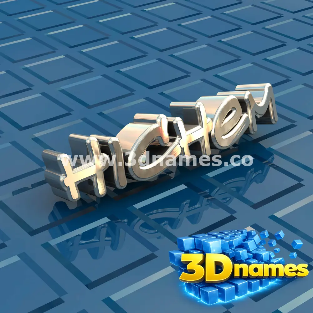 hichem in Blue Bling style - 3D name wallpaper