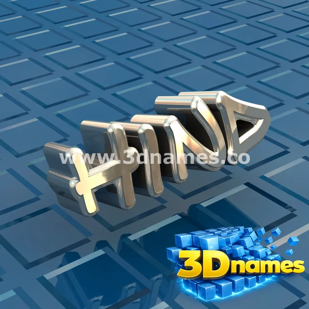 hind in Blue Bling style - 3D name wallpaper