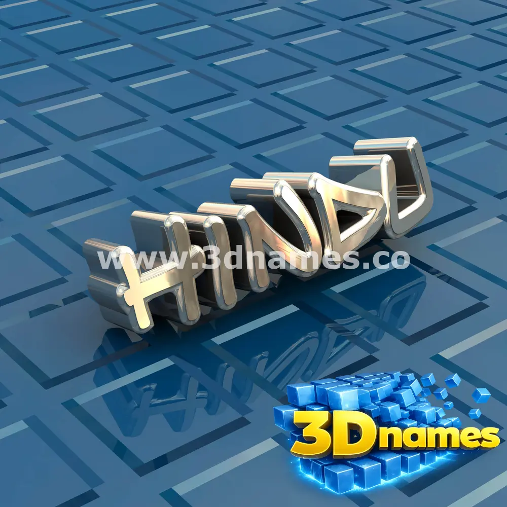 hindu in Blue Bling style - 3D name wallpaper