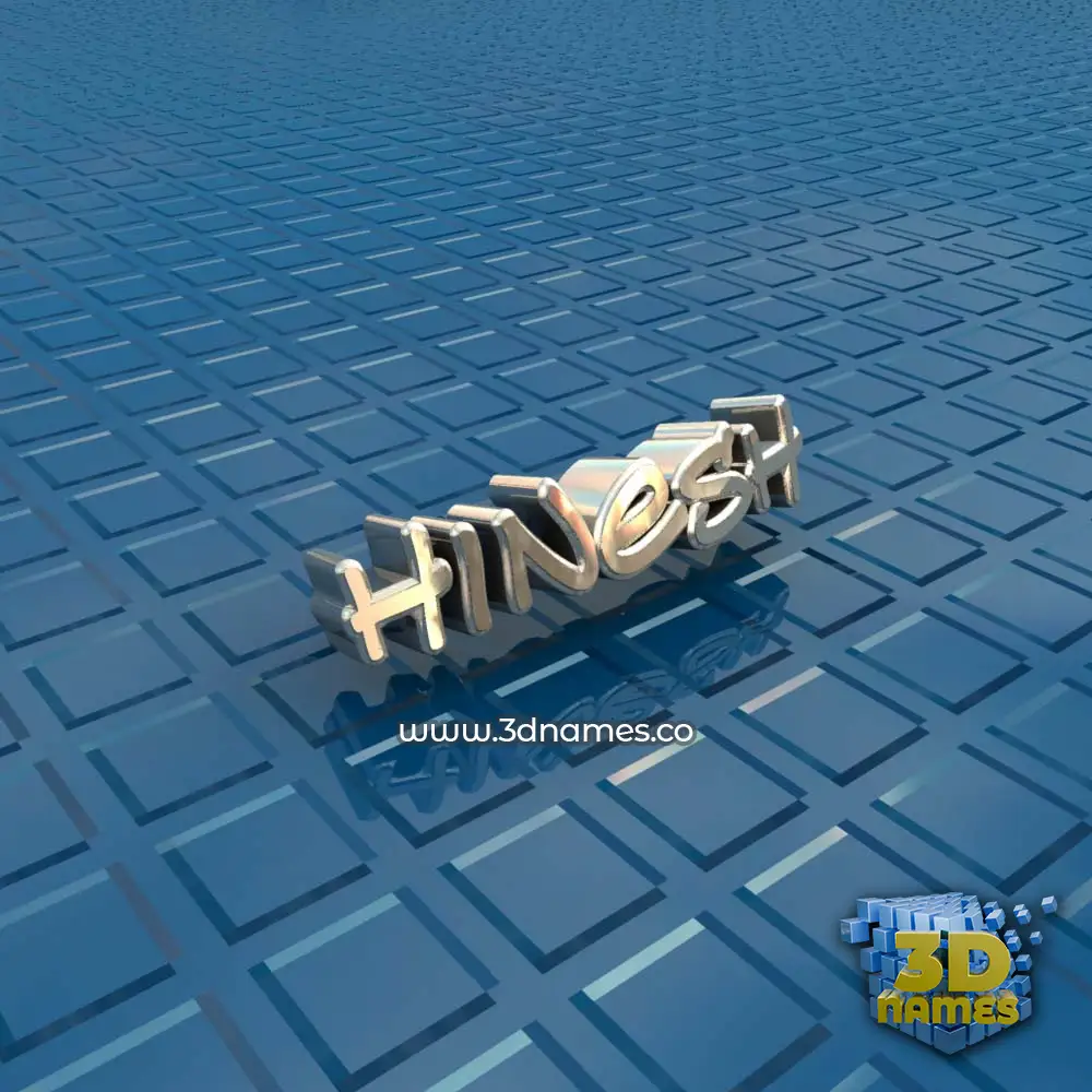 hinesh in Blue Bling style - 3D name wallpaper