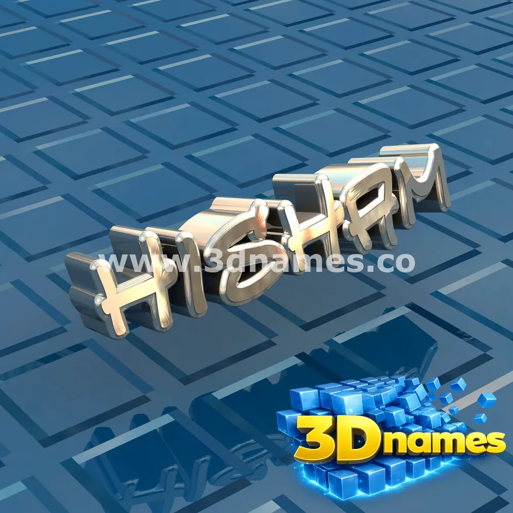 hisham in Blue Bling style - 3D name wallpaper