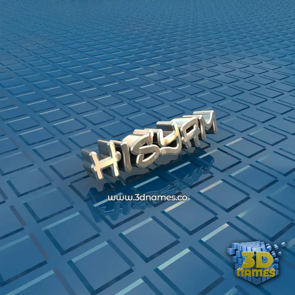 hisyam in Blue Bling style - 3D name wallpaper