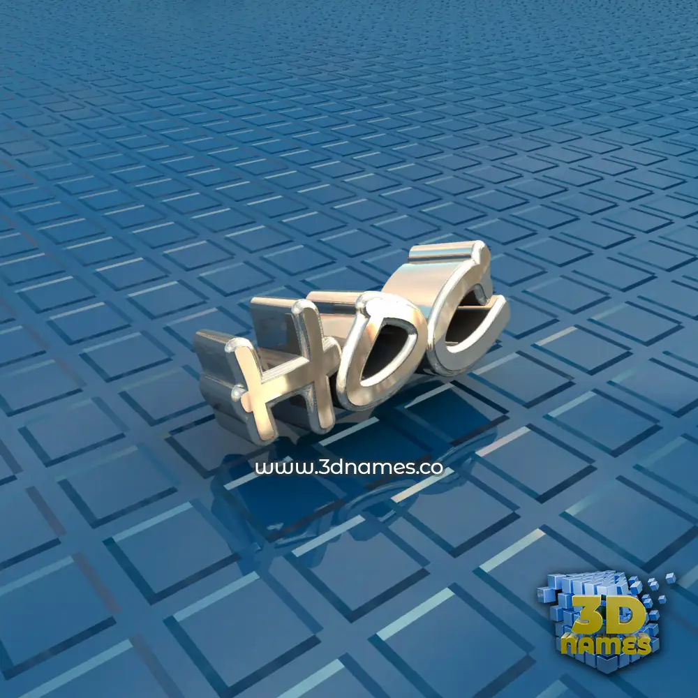 hoc in Blue Bling style - 3D name wallpaper