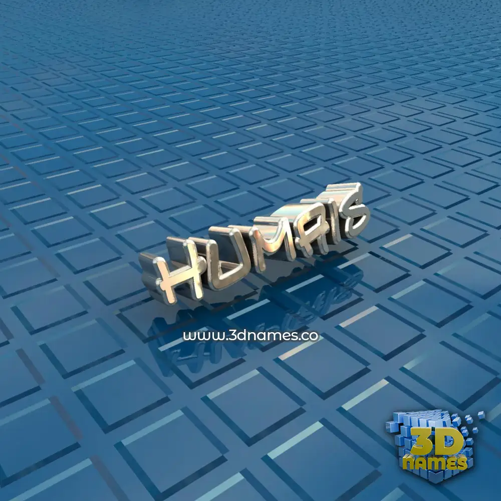 humais in Blue Bling style - 3D name wallpaper