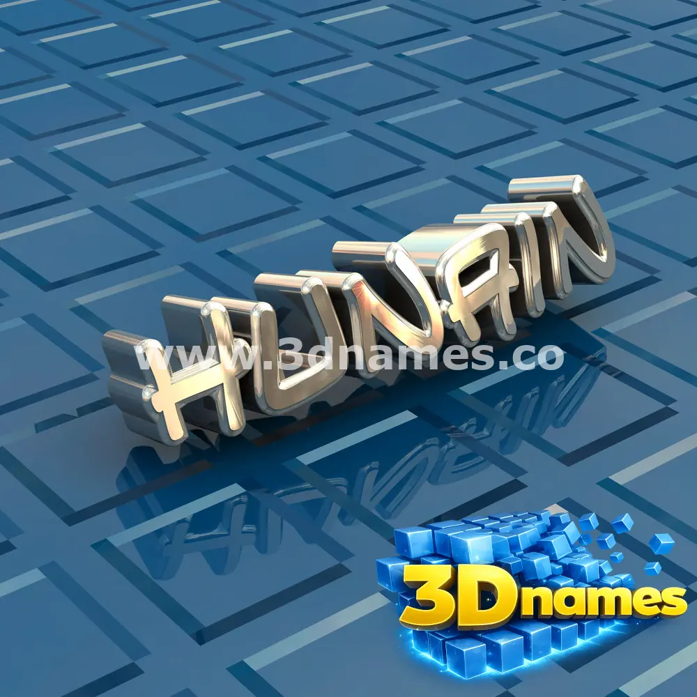 hunain in Blue Bling style - 3D name wallpaper
