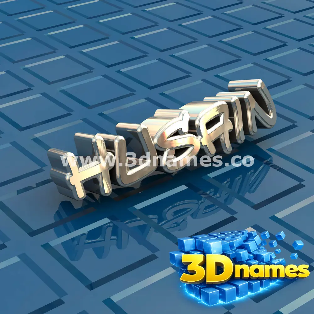 husain in Blue Bling style - 3D name wallpaper
