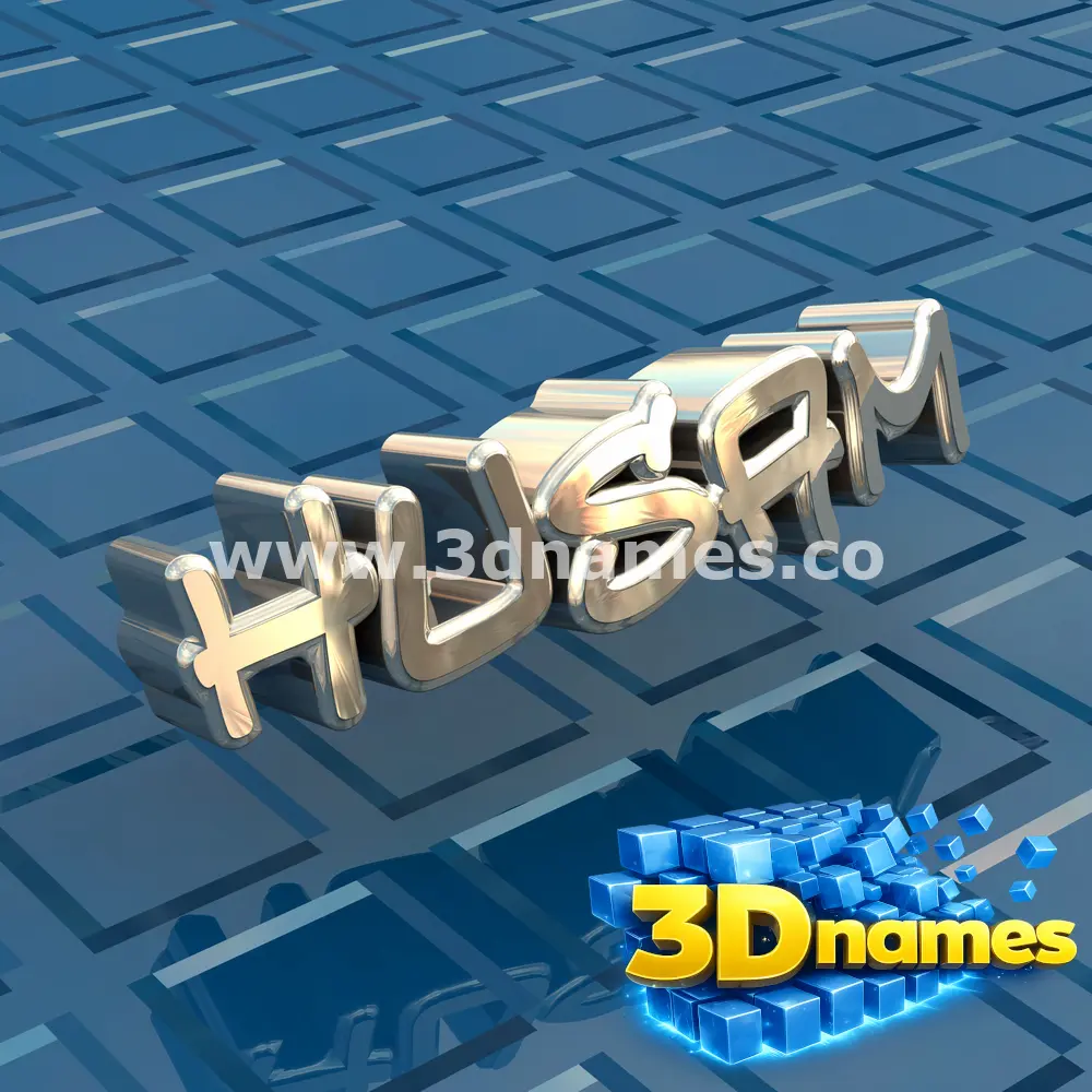 husam in Blue Bling style - 3D name wallpaper