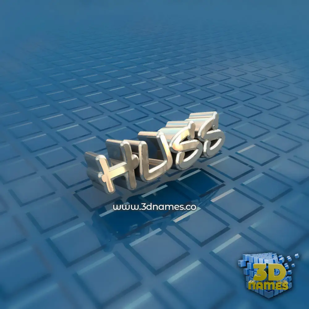 huss in Blue Bling style - 3D name wallpaper