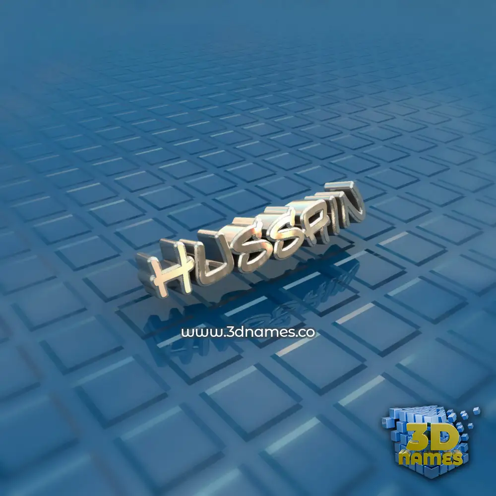 hussain in Blue Bling style - 3D name wallpaper